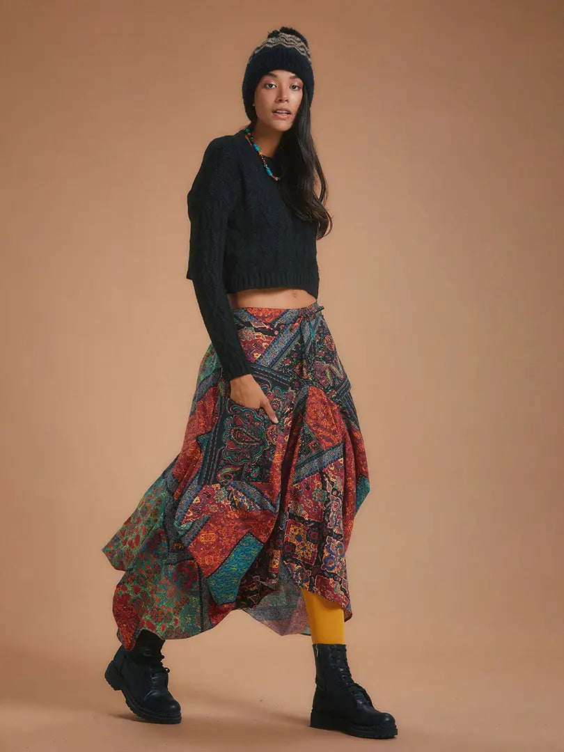 Lila - Asymmetrical Hareem Skirt | Gypsy Print skirt