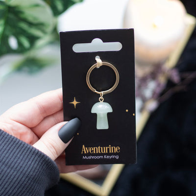 AVENTURINE CRYSTAL MUSHROOM KEYRING