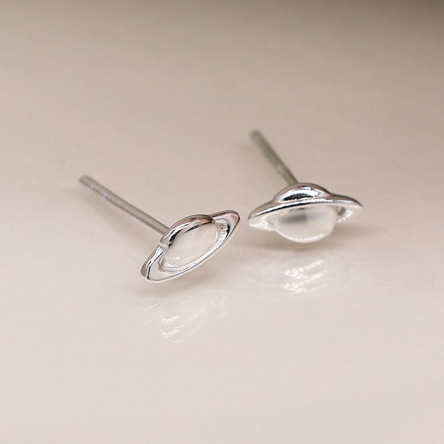 Saturn Planet sterling silver stud earrings