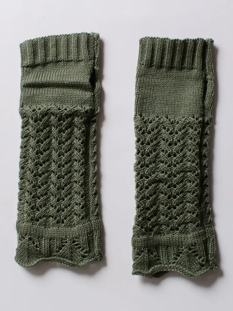 Knitted Arm Warmers - Sage- NEW