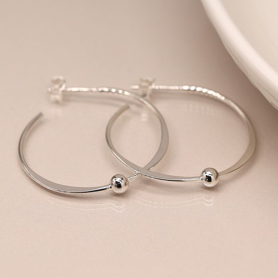 Sterling Silver Hoop And Bead Earrings