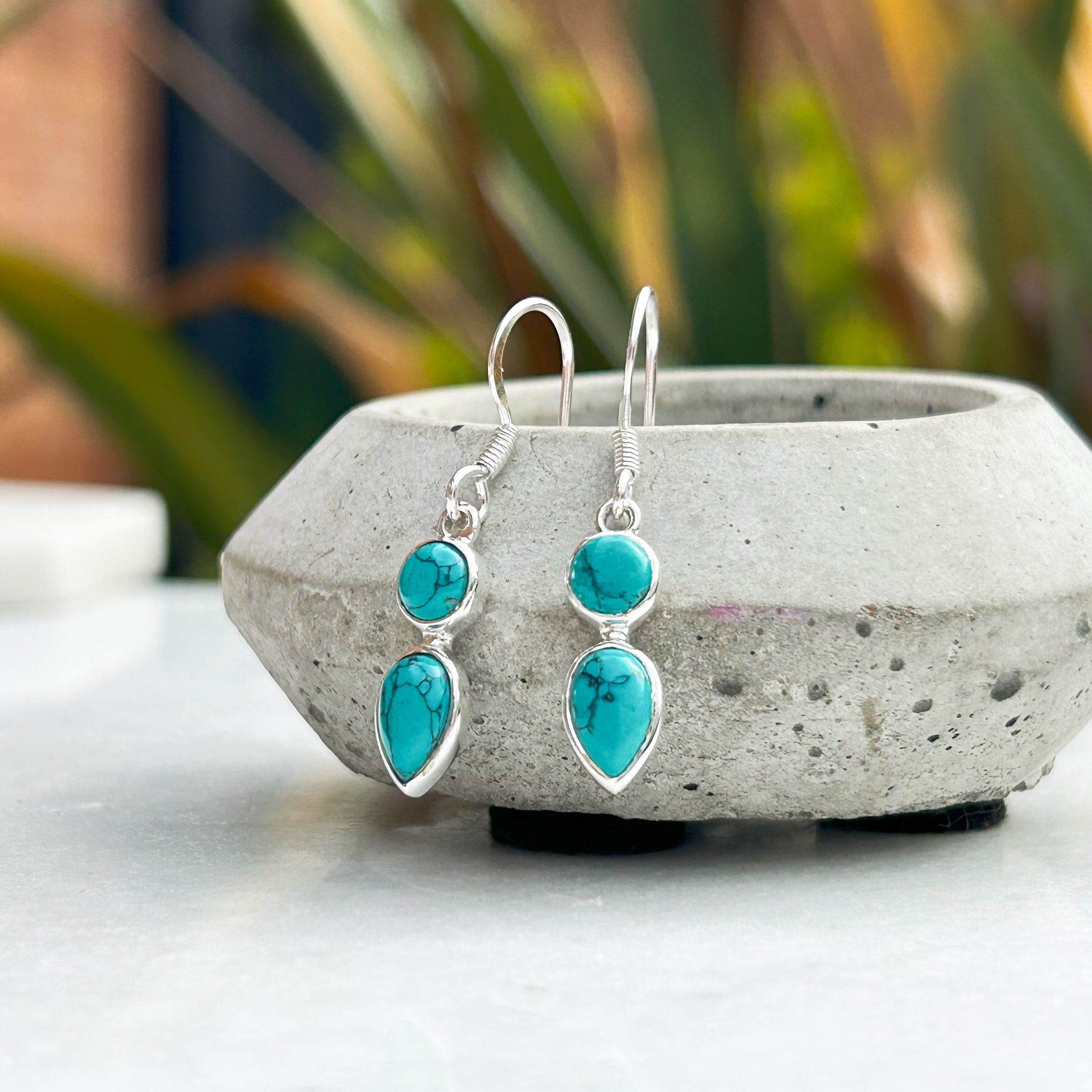 Turquoise Jewelry Silver outlets and bronze set Handmade Earrings Pendant Ring ,Gift for her ,Wedding gifts,Summer Jewelry