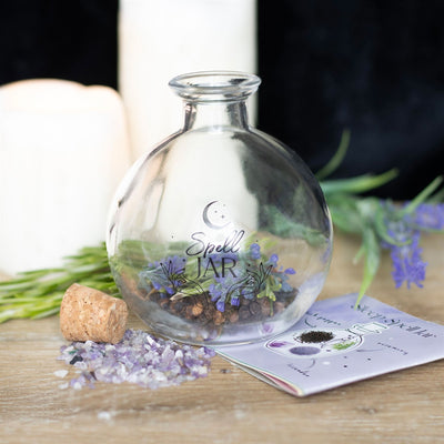 GLASS SPELL JAR WITH RECIPE BOOKLET