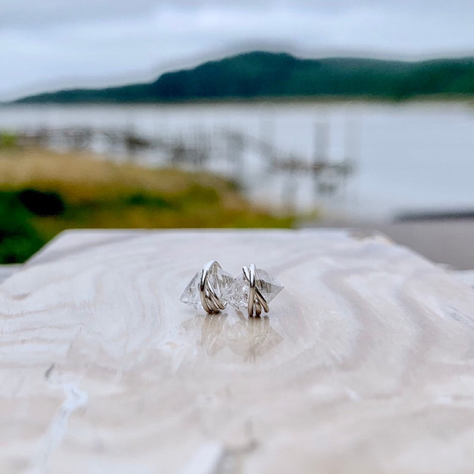 Herkimer Diamond Studs -Gold and Silver | Earth and Elements Jewellery