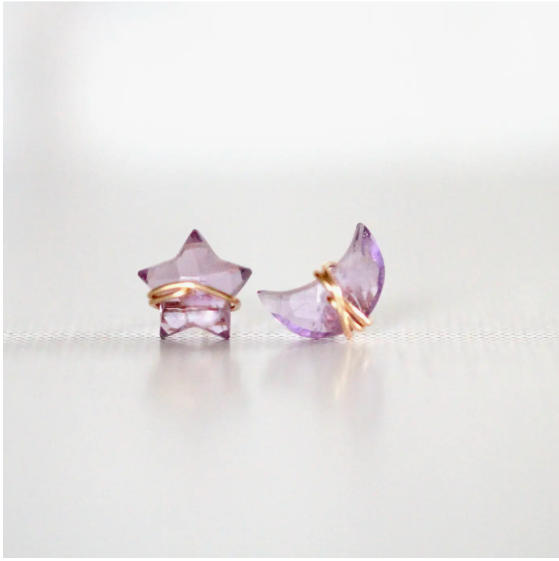 Moonbeam + Stardust Studs - Amethyst