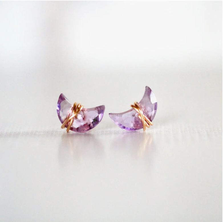 Moonbeam + Stardust Studs - Amethyst