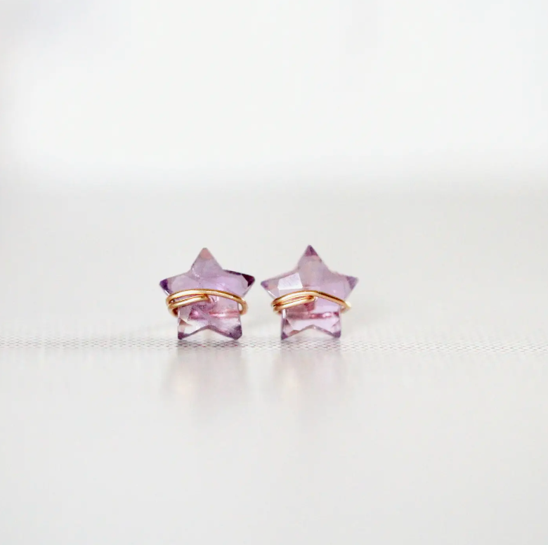 Moonbeam + Stardust Studs - Amethyst