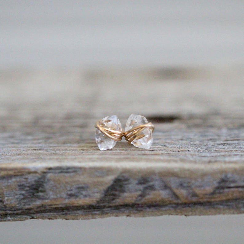 Herkimer Diamond Studs -Gold and Silver | Earth and Elements Jewellery